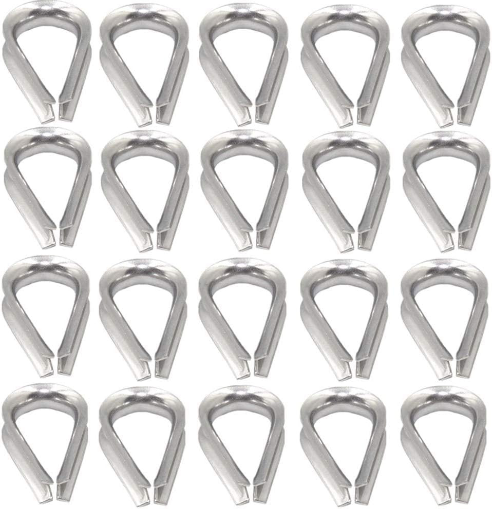 20Pcs 1/4” M6 Stainless Steel Thimble for Diameter Wire Rope Cable Thimbles Rig