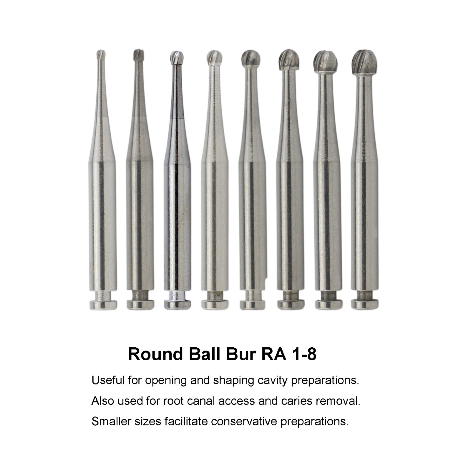 Wave Dental Carbide Bur Round for Slow Speed Latch Handpiece RA 1 2 3 4 5 6 7 8