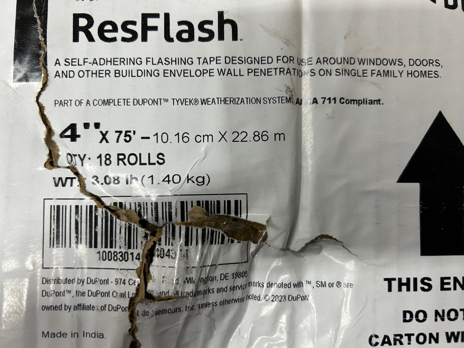 DuPont Res Flash 4″ x 75′ Butyl Flashing Tape Windows Doors Home HVAC resflash