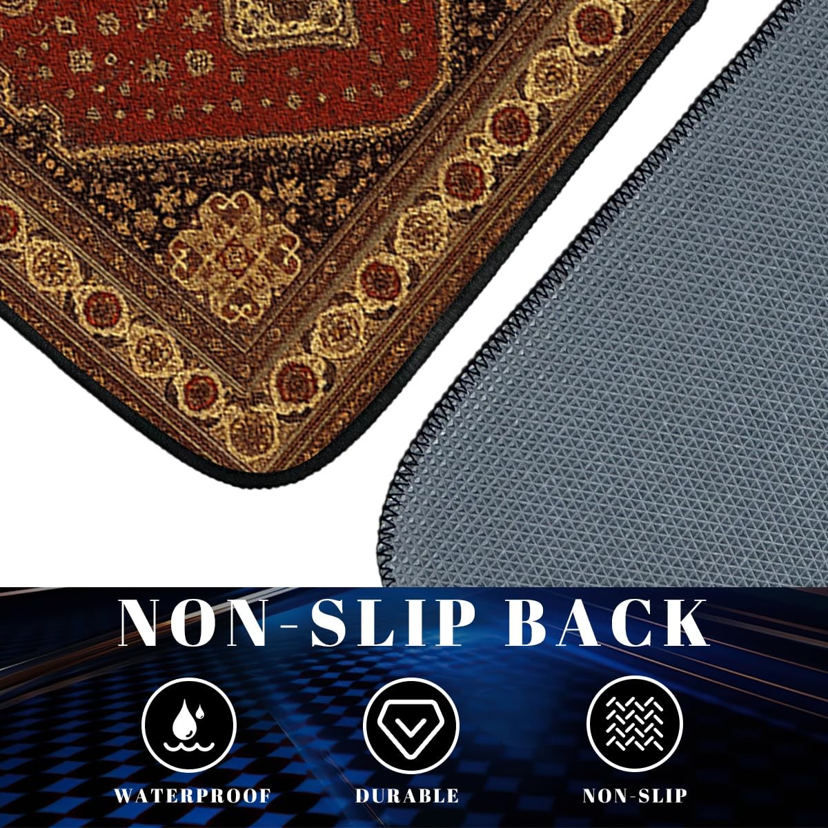 Xmysilz Carpet Car Floor Mats Set Of 4 Red Brown Geometric Rug Automotive Foot