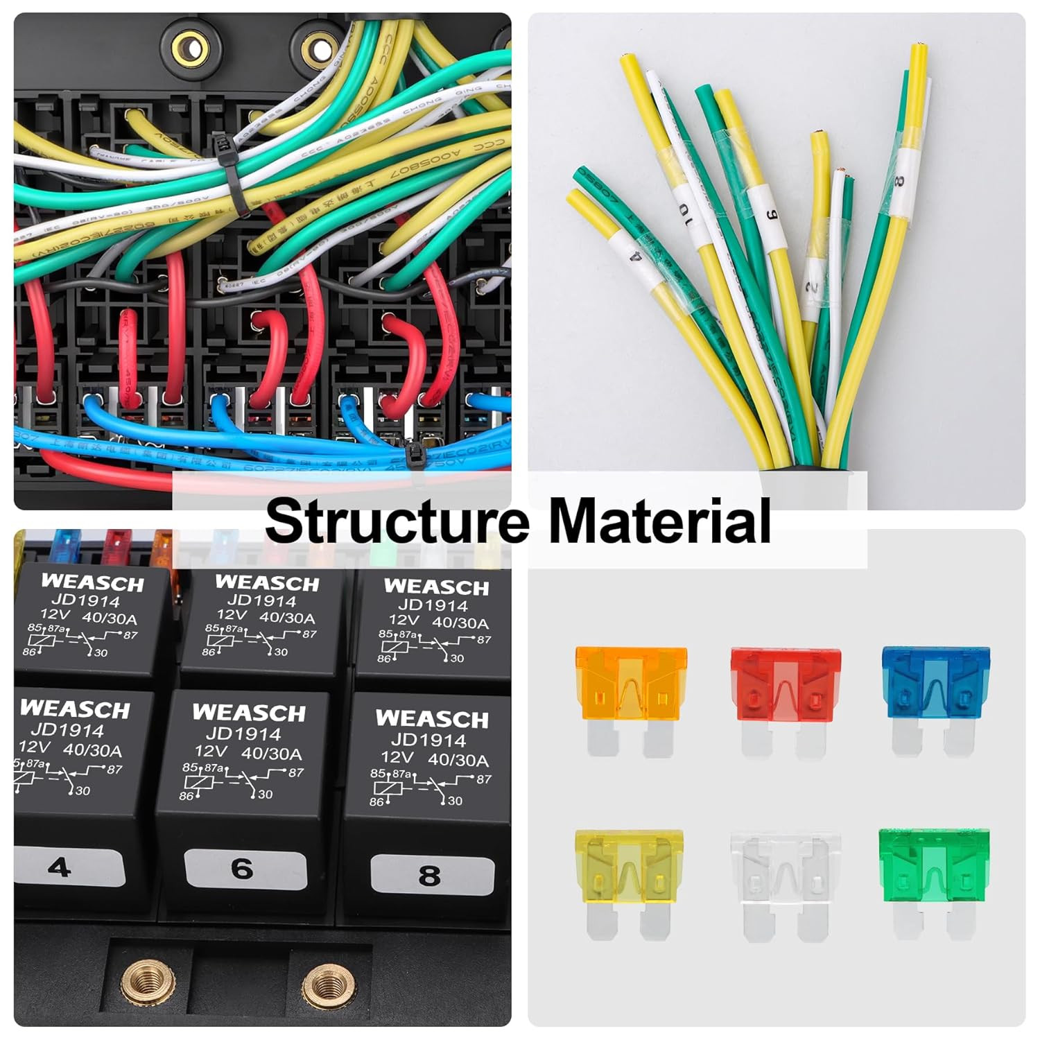 12V Relay Box 15 Way Fuse Relay Box, with Pre-Wired, 10 Relays and 15 ATC/ATO Bl