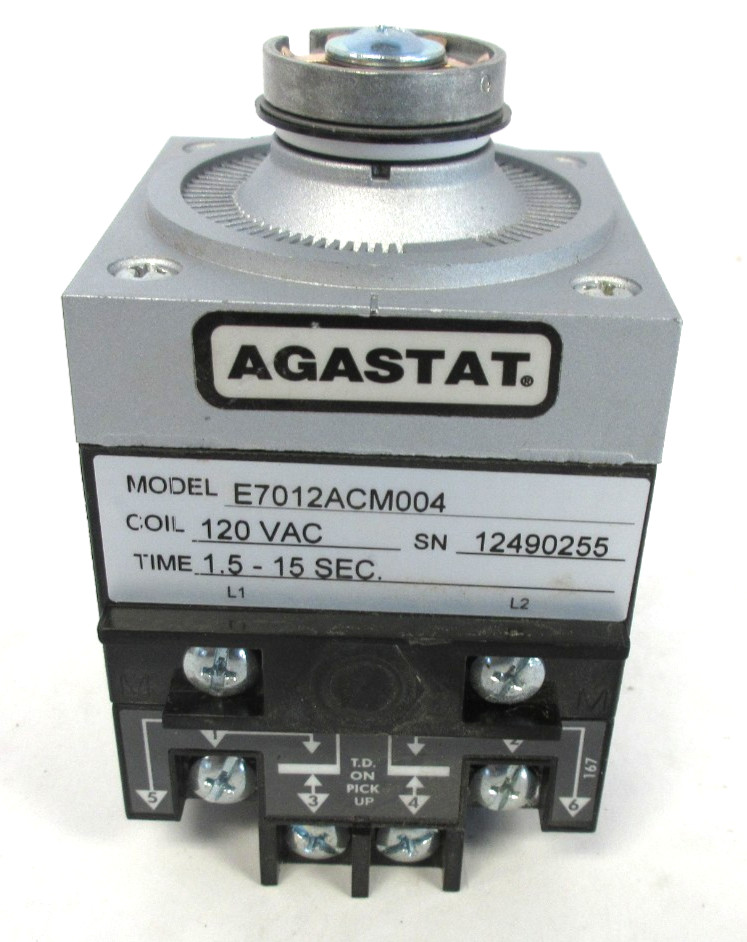 Agastat E7012ACM004 Timing Relay. Coil 120VAC Time: 1.5-15 Seconds