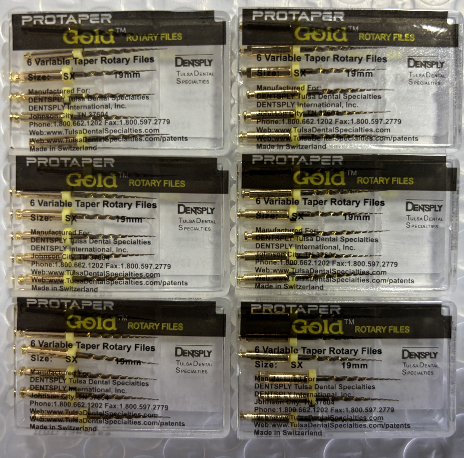 Dentsply ProTaper Gold Rotary Files Assorted Sizes 19/21/25/31mm Files 6/Pack US
