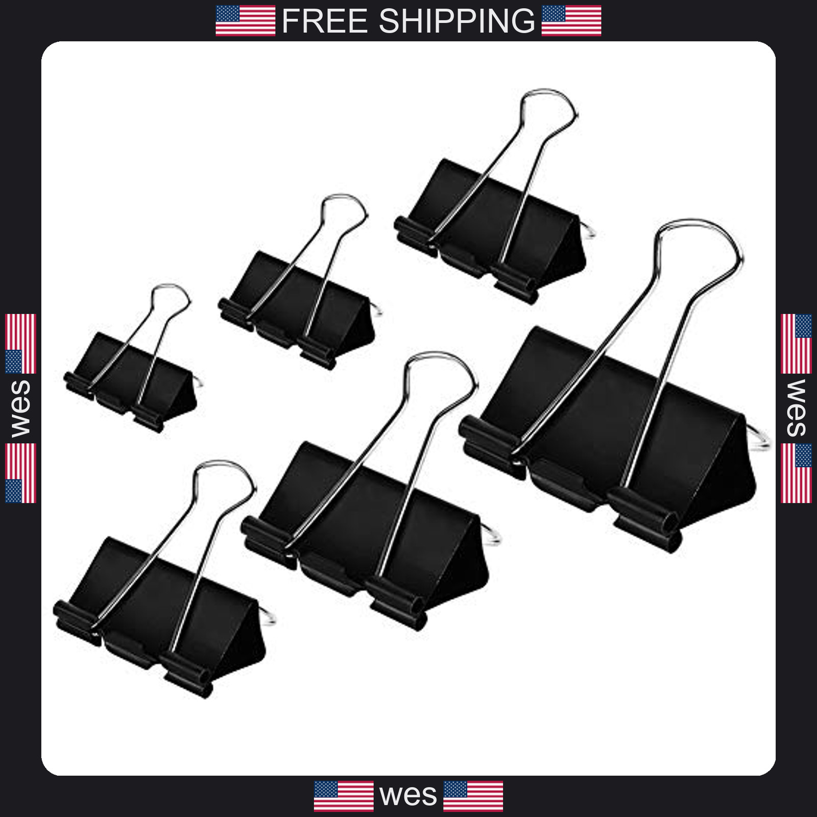 Dstelin Binder Clips Assorted Sizes 100 Pack Black X Large to Micro Office
