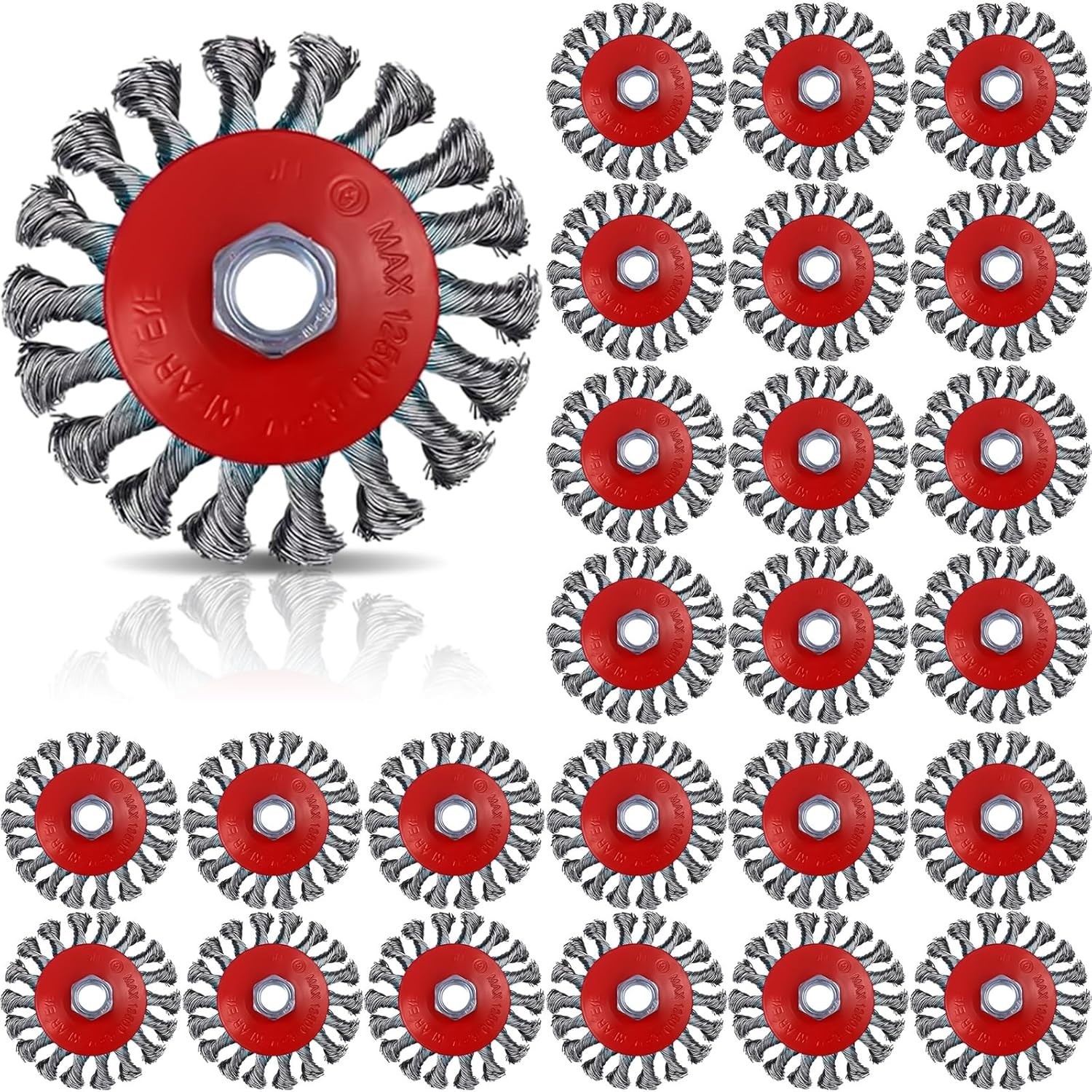 24 Pcs Wire Wheel Brush Wire Wheels with 5/8″-11 Threaded Arbor for 4 1/2 Angle