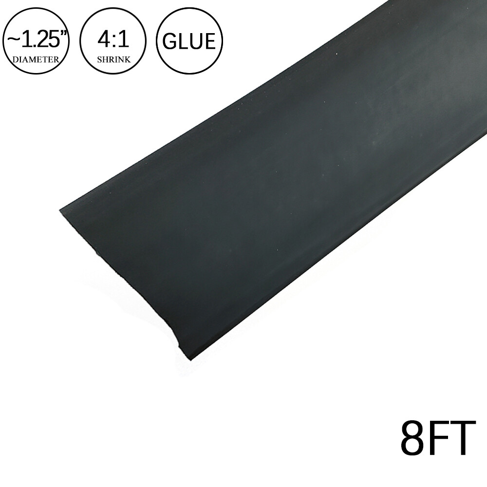 4:1 Heat Shrink Tubing 1.25″ 8FT Black Glue Waterproof Dual Wall Wires Wrap