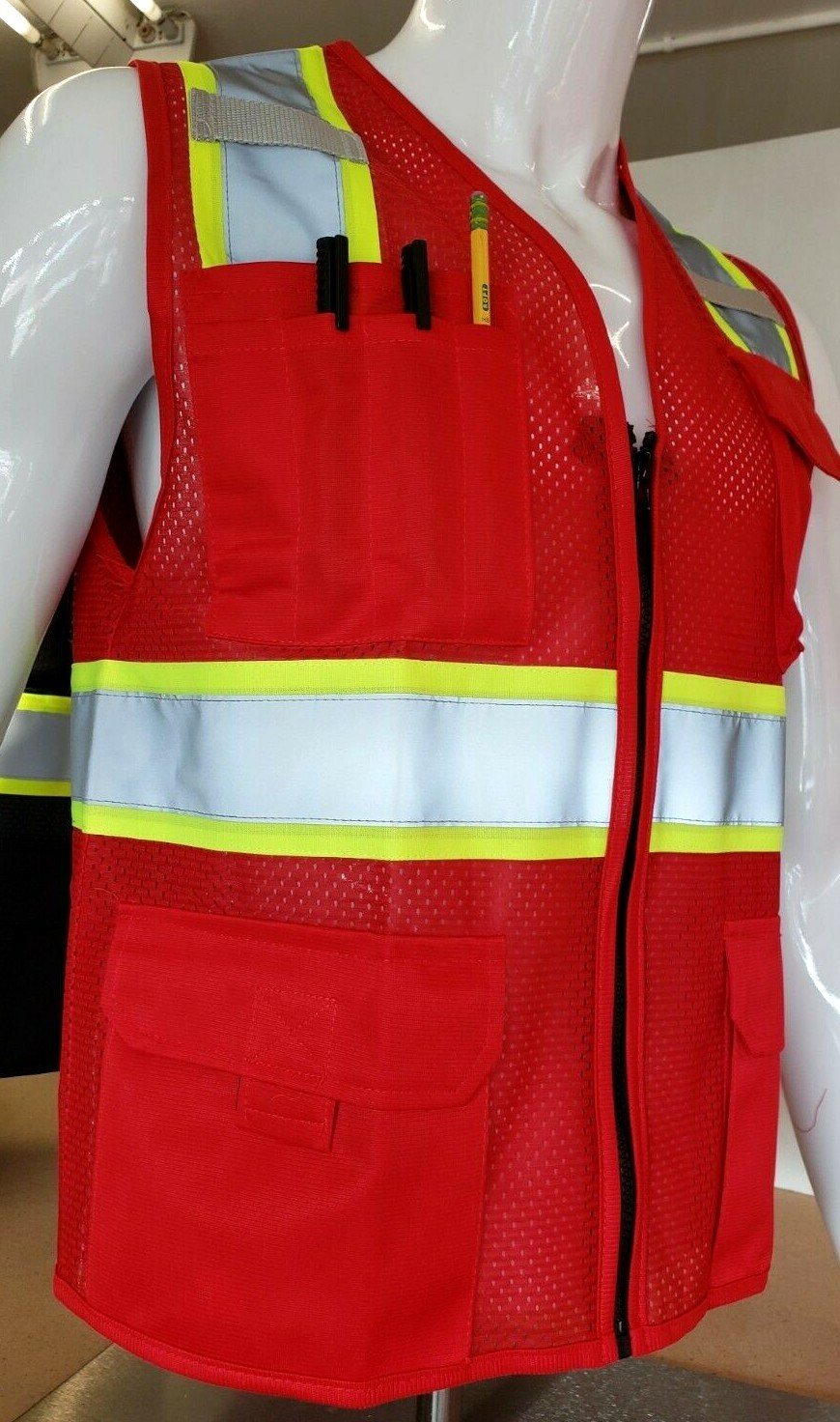 Two ToneHi Vis Reflective Red Safety Vest for Traffic, Security, Volunteer Work