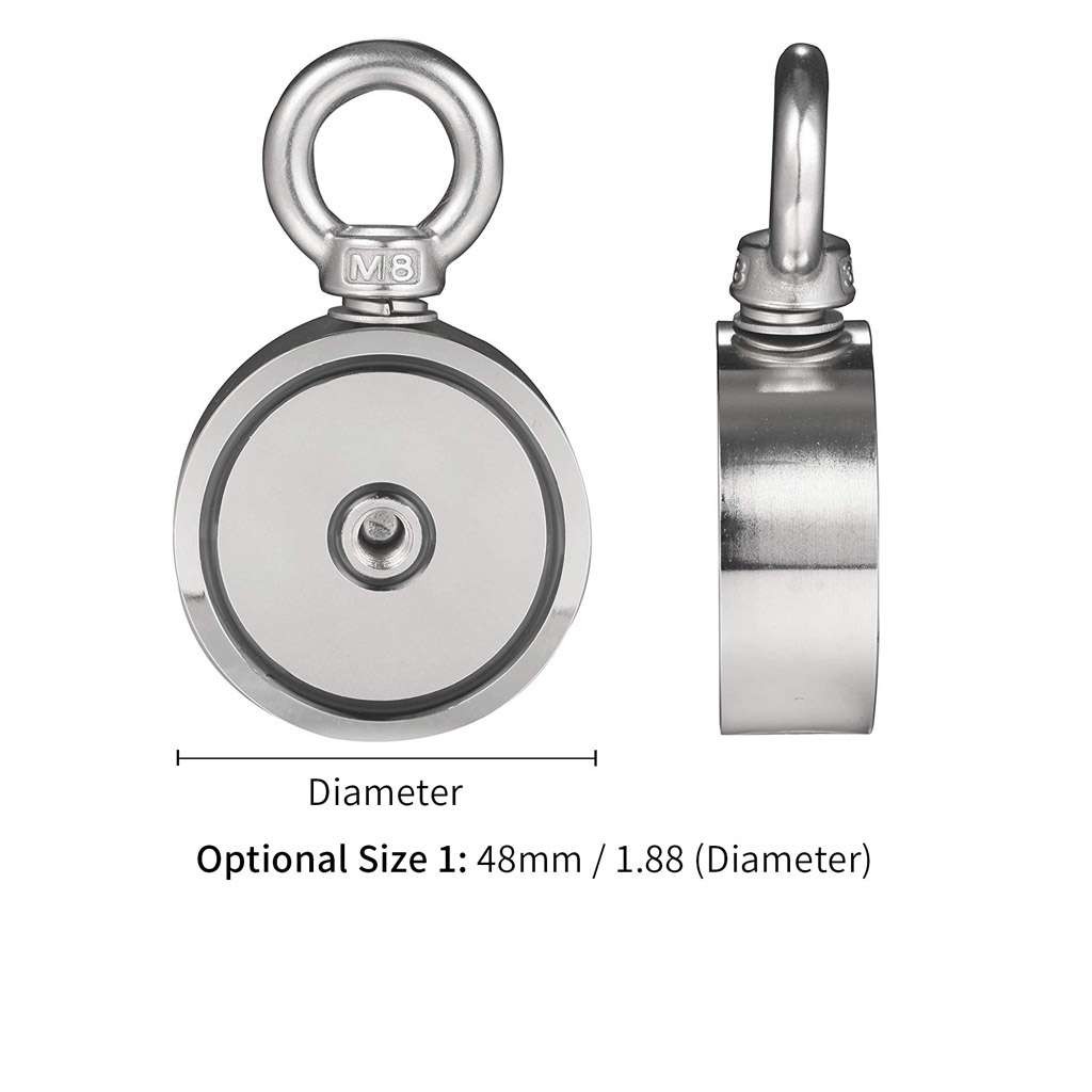 Dual Sided Neodymium Fishing Magnet Retrieval Magnet Stainless Steel Eye Bolts