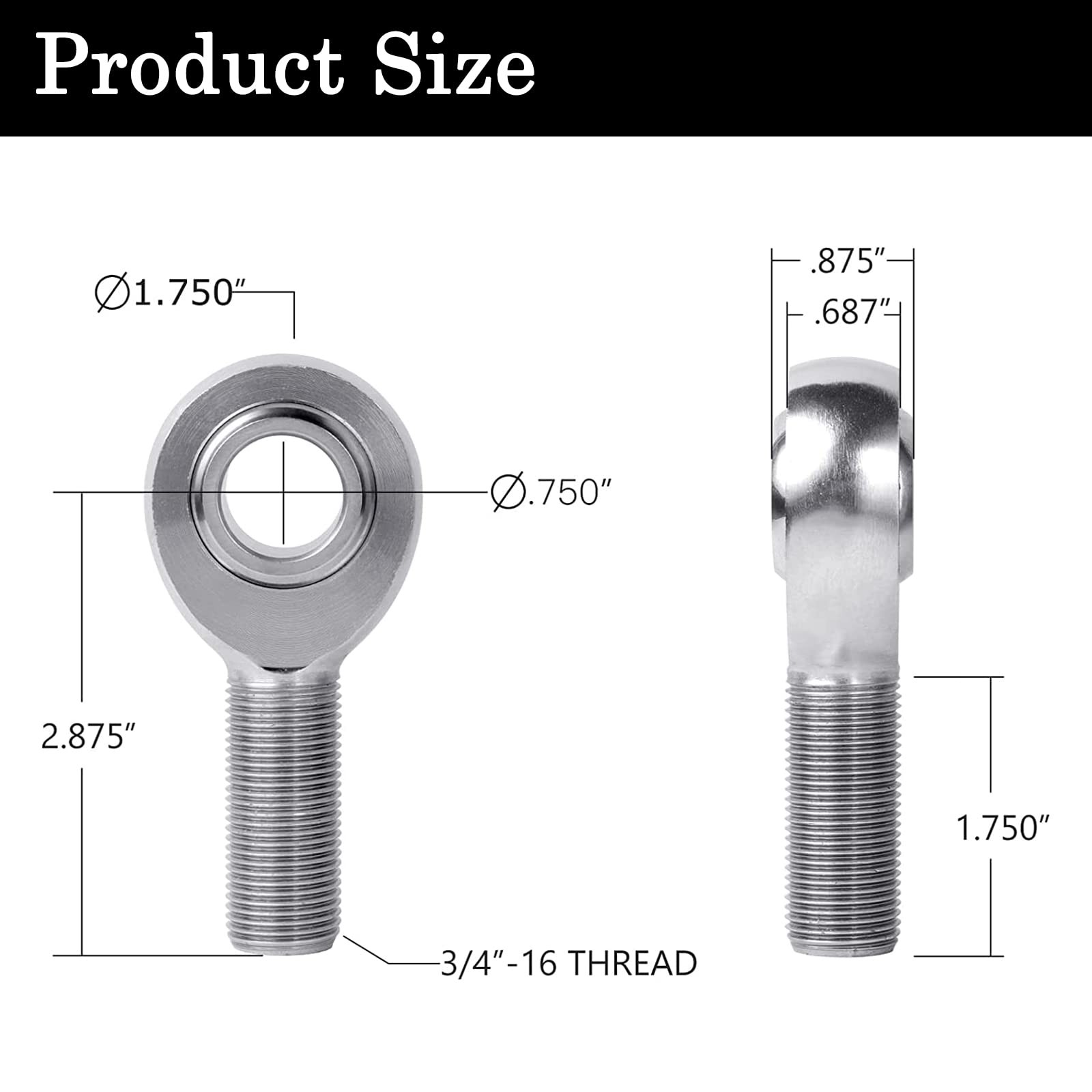 3/4″ Heim Joint Rod End Kit 750 Chromoly Panhard RH LH Thread Bearing 2 PCS