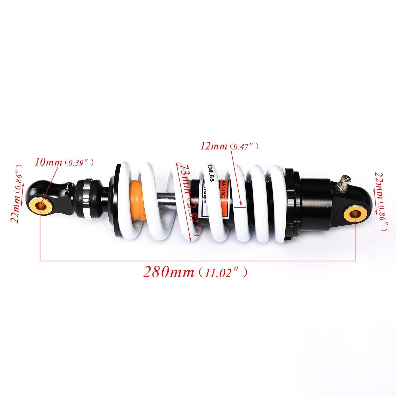 11″ 280mm Rear Shock 1200lbs Adjustable ATV UTV Pit Dirt Trail Go Kart 110-150cc