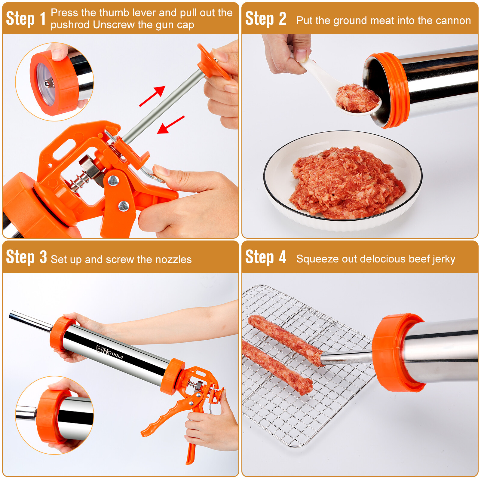 Extra Large Jerky Gun Kits 2.5 Pound Stainless Steel Sausage Making Gun