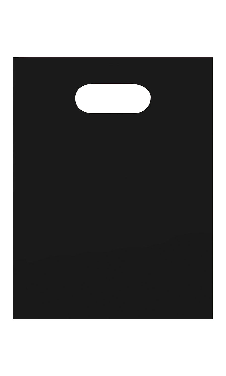 SSWBasics Small Low Density Black Plastic Merchandise Shopping Bags with Die