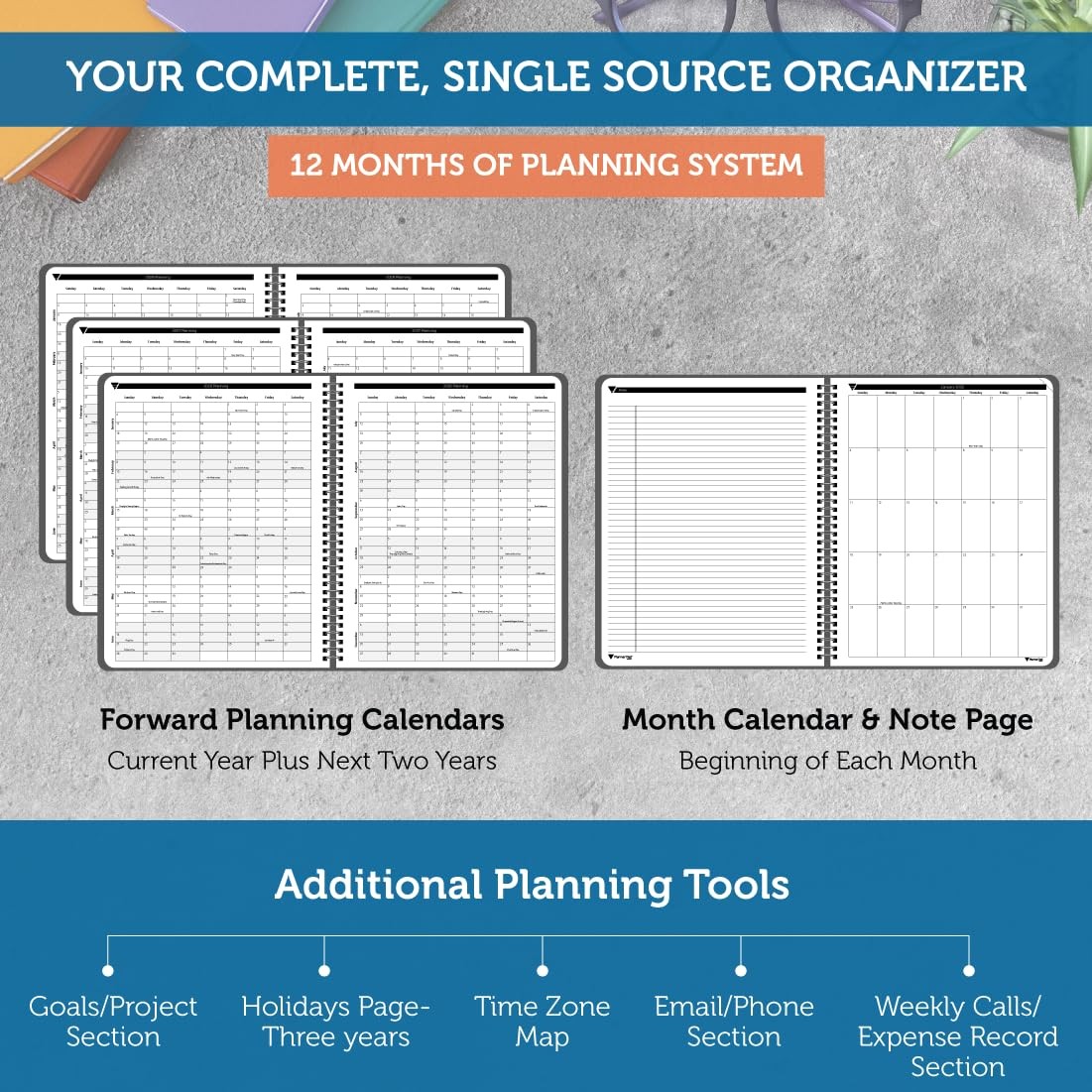 Planner Pad 8.5″ x 11″ Large 3-Tier Funnel Down January-December 2026