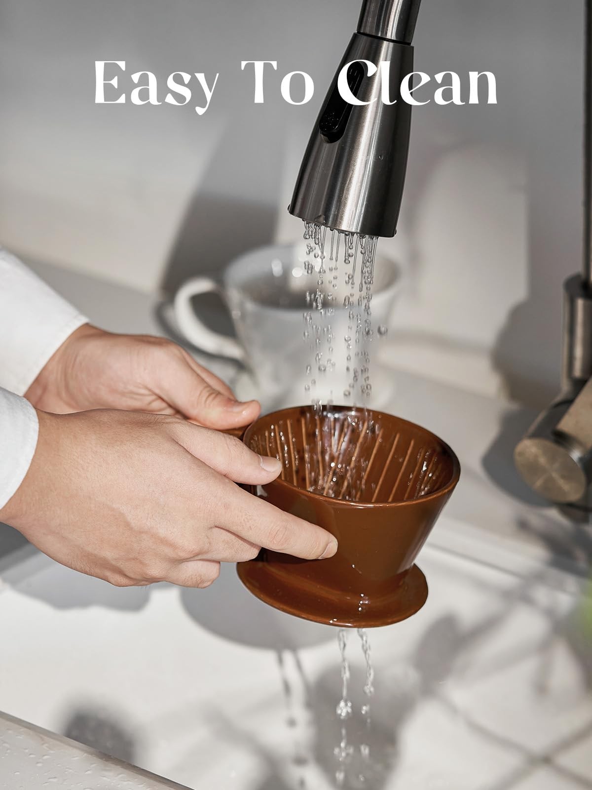 DOWAN Pour Over Coffee Dripper, Non Electric Normal, Brown