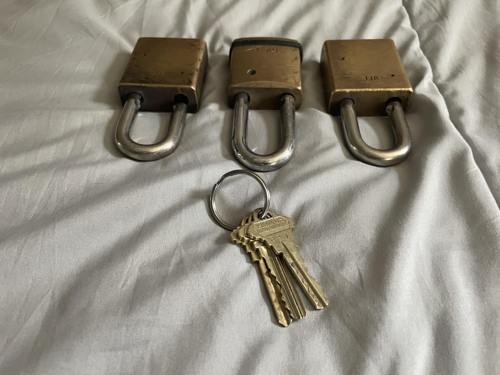 Lot of 3 Schlage Primus Padlocks Brass High Security Keyed Alike w/ Keys C Key