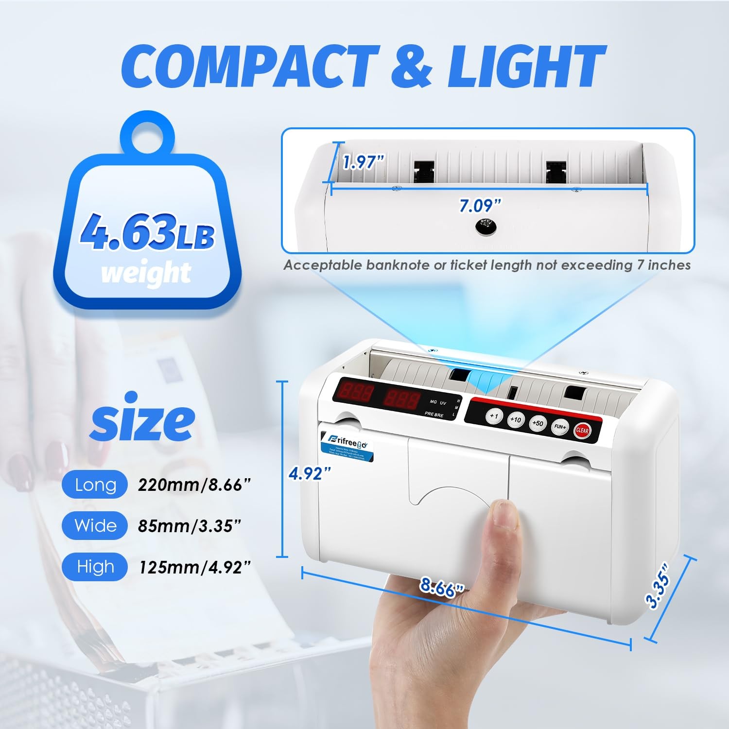 Frifreego Battery Operated Bill Counter Machine, Portable Rechargeable Money …