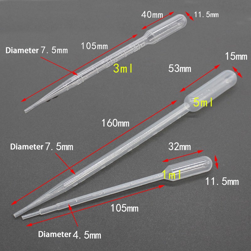 Durable Dropper Transfer Graduated Pipettes Disposable Plastic 1ml/3ml/5ml