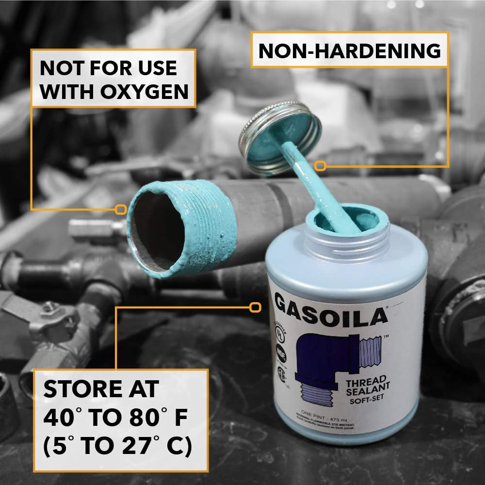Soft-Set Pipe Thread Sealant – Non-Hardening Paste for Metal & Plastic, 1/2 Pint