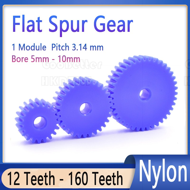Blue Nylon Gear 1 Module Plastic Cylindrical Flat Spur Gear 12 Teeth – 160 Teeth