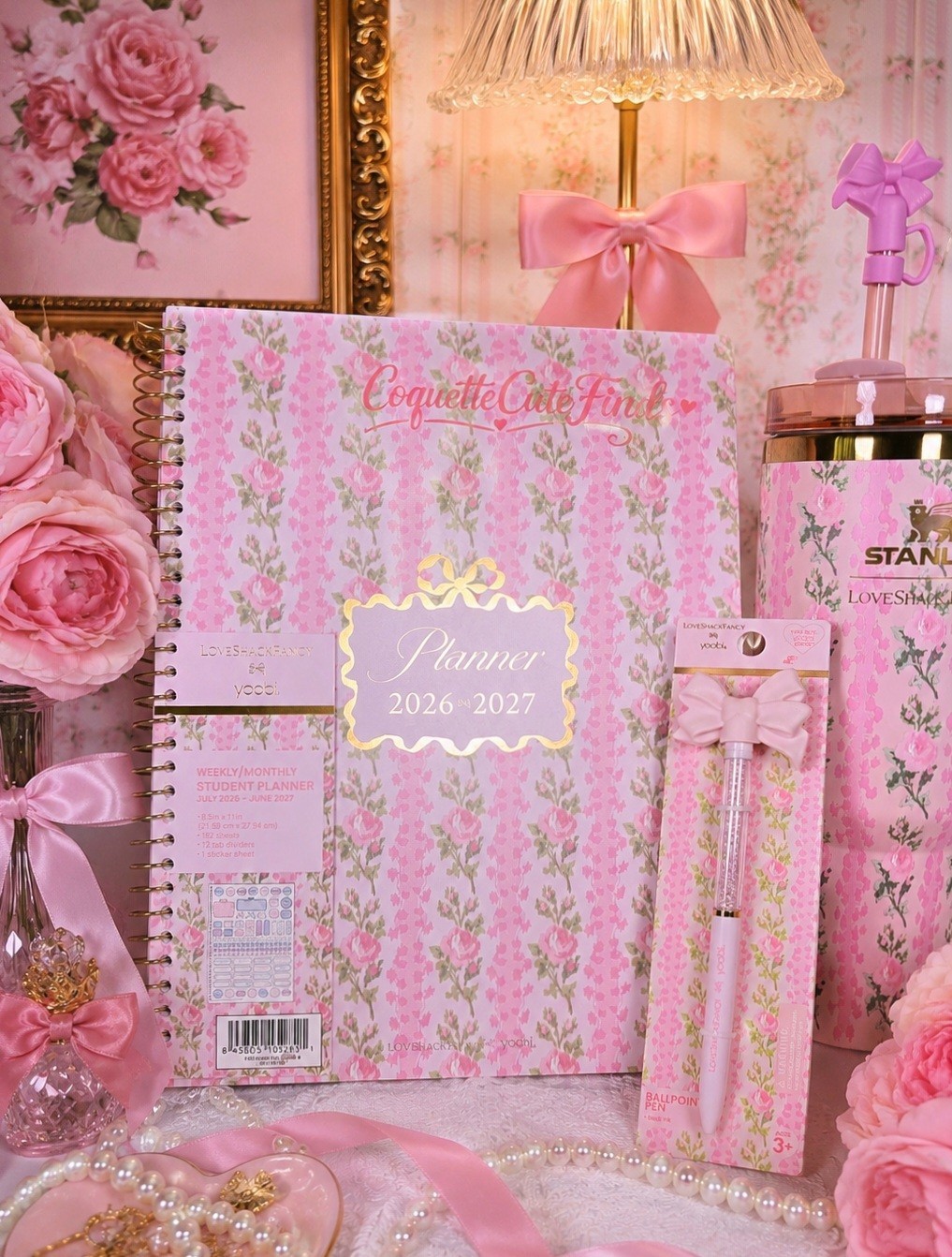LoveShackFancy x Yoobi 2026-2027 Planner + Matching Bow Pen Set NWT SOLD OUT