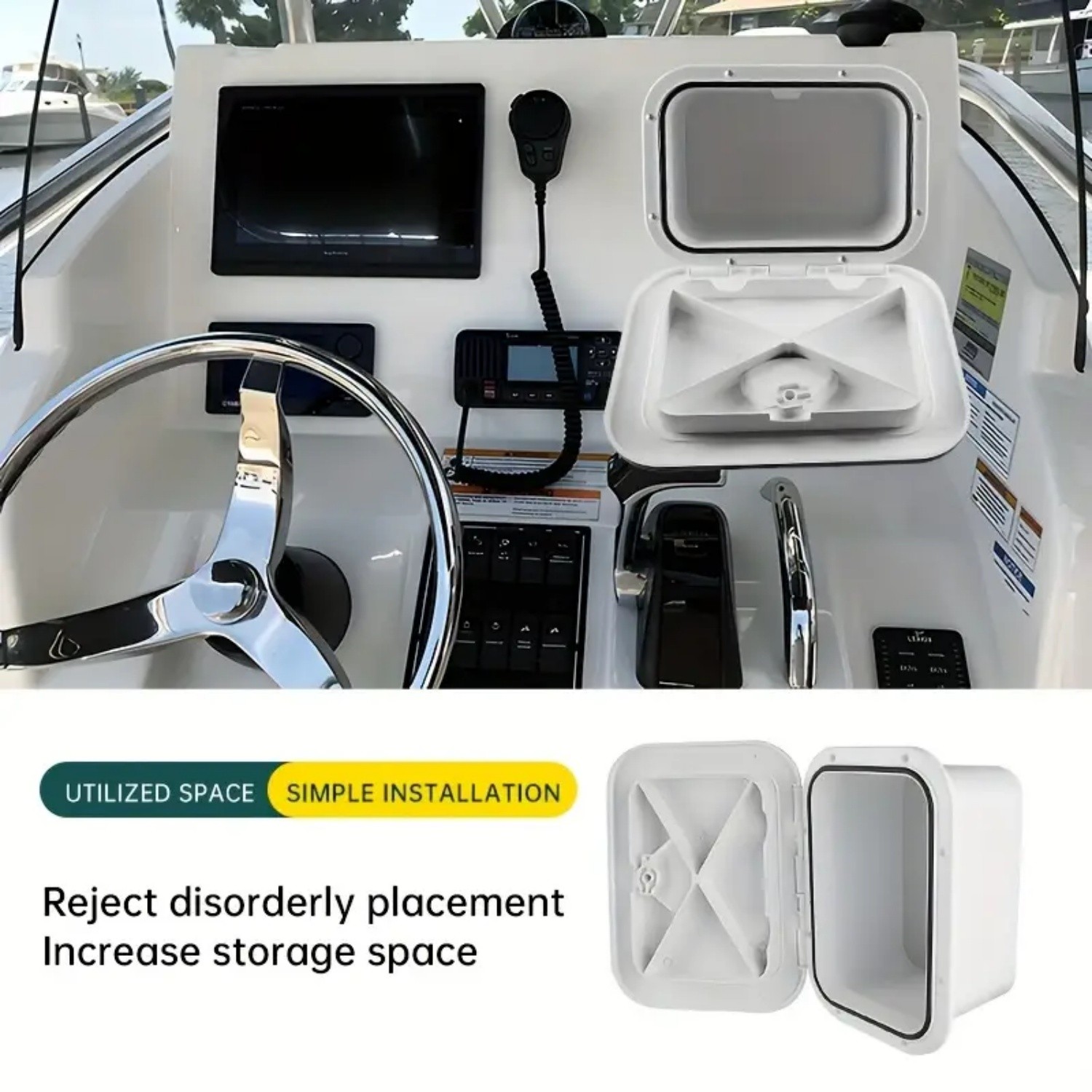 Marine Storage Box with Deck Hatch Inspection Cover -Heavy-Duty ABS Marine Box