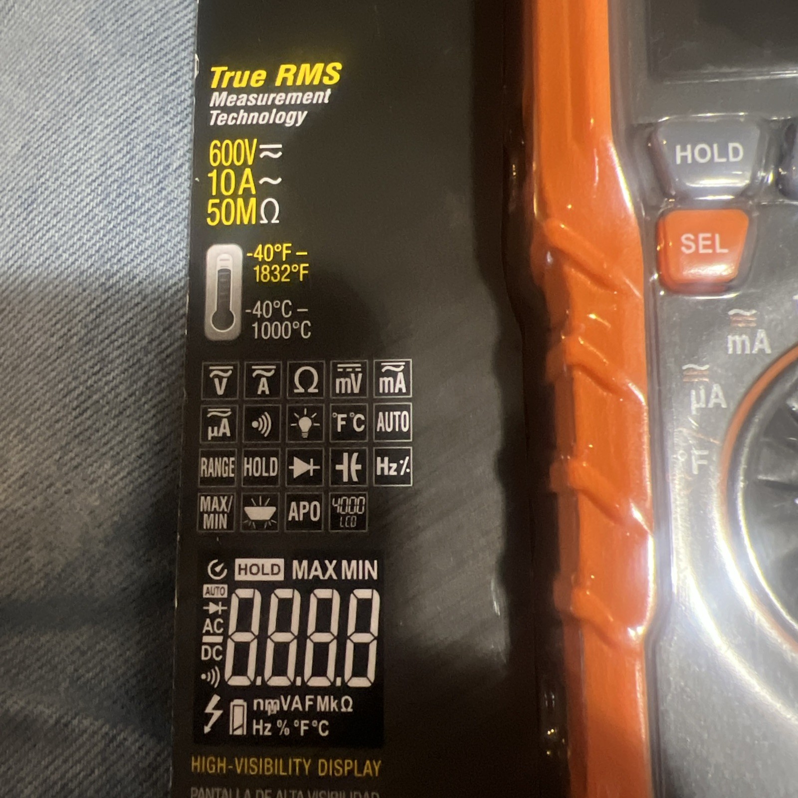 Klein Tools MM450 TRMS Multimeter Voltage Current Resistance Temperature Test