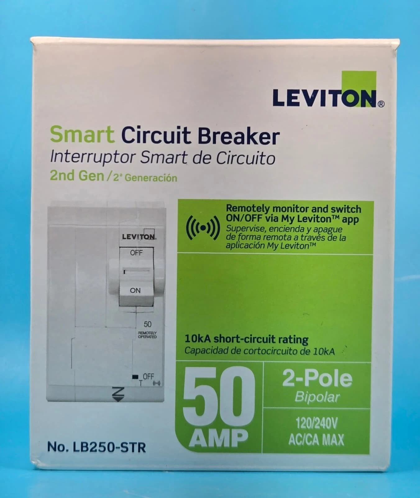 2nd Gen 2-Pole 50 Amp Smart Circuit Breaker w/Remote Control LB250-STR