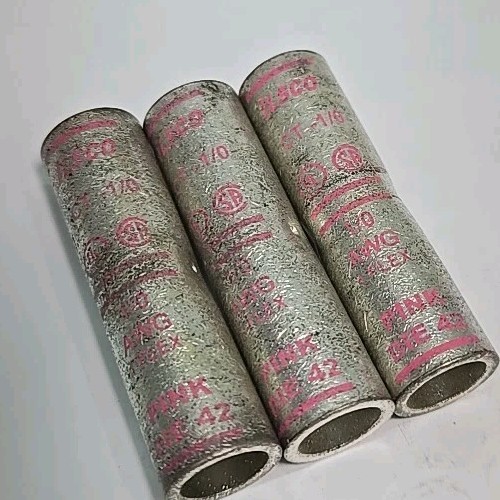 LOT OF 3-ILSCO CT-1/0 AWG Flex COPPER COMPRESSION PINK DIE 42, 1.875″ Long