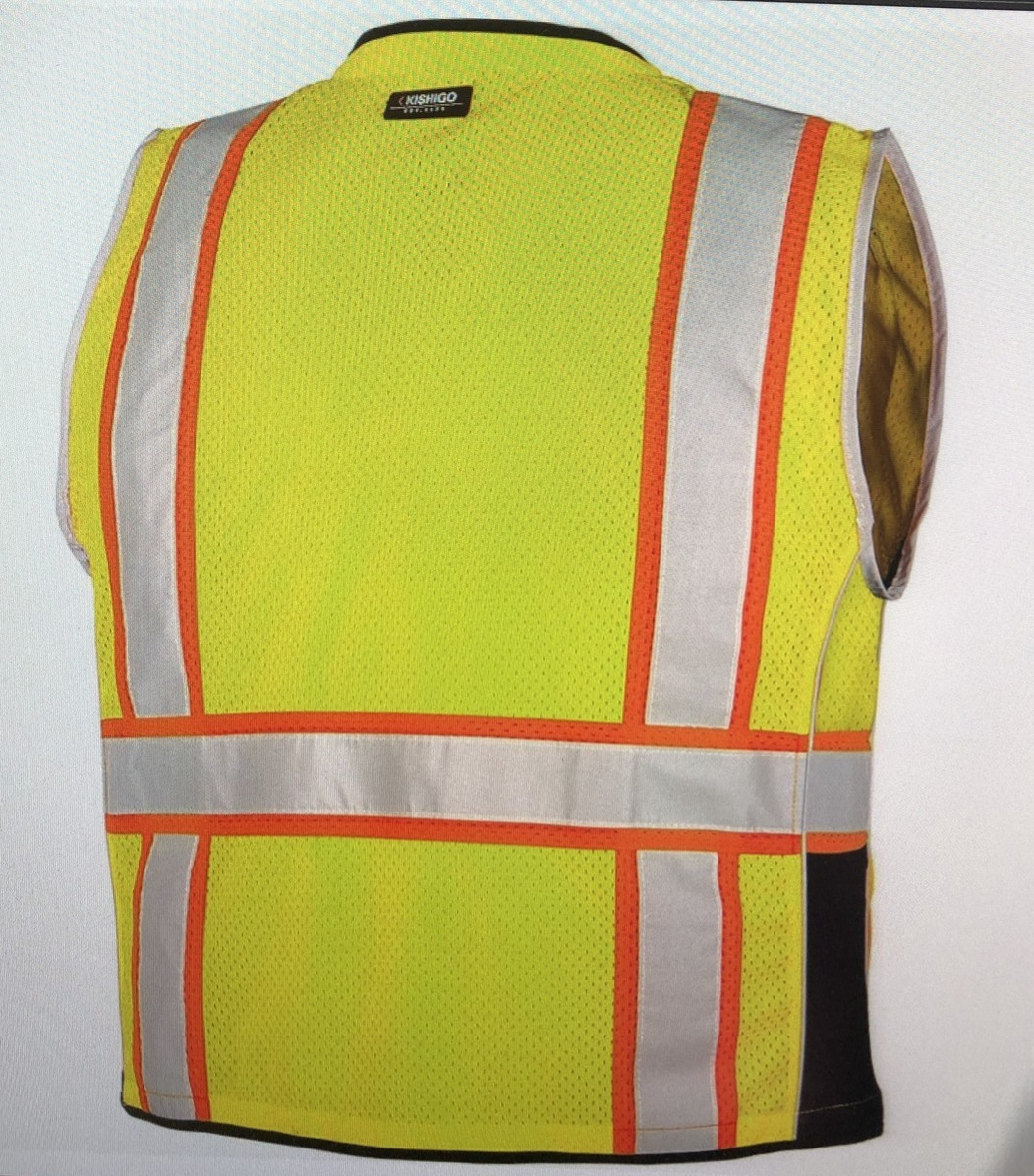Kishigo Premium Black Series Heavy Duty Unisex Reflective Safety Vest,Lime,large