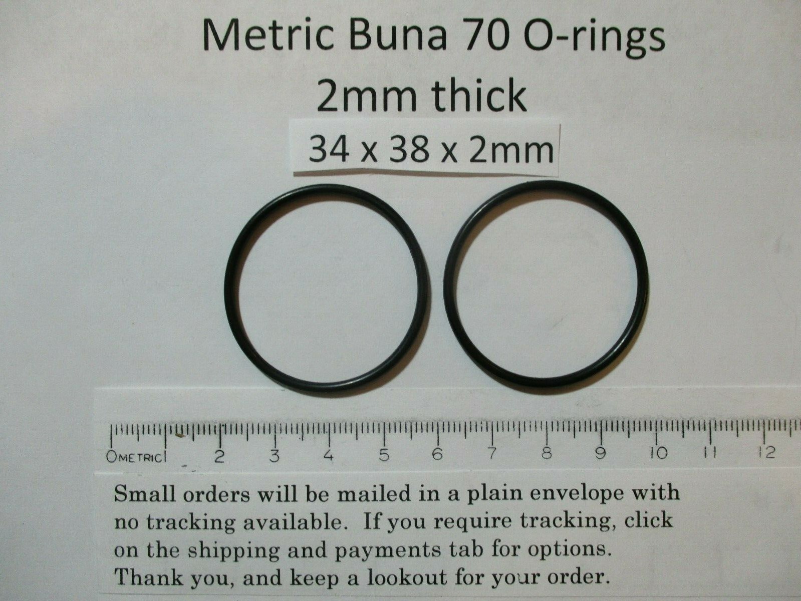 34mm ID x 38mm OD x 2mm thick O-ring. Buna-70. Quan 2.