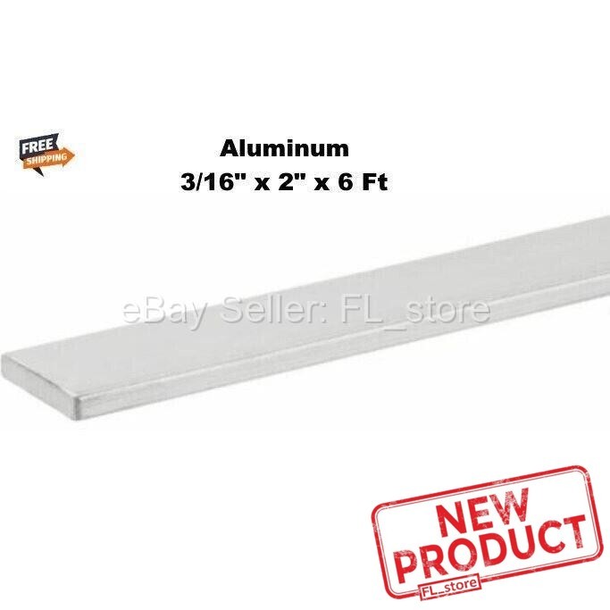 Aluminum Bar Flat Stock 3/16″ x 2″ x 6 Feet Unpolished Alloy 6061 72 inch Long