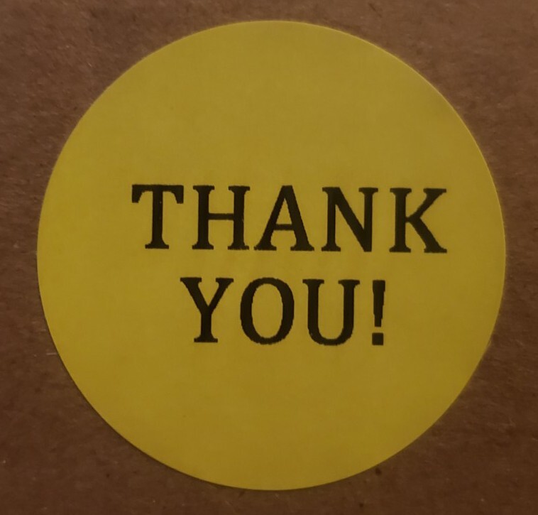 25 Yellow Thank You Labels Stickers