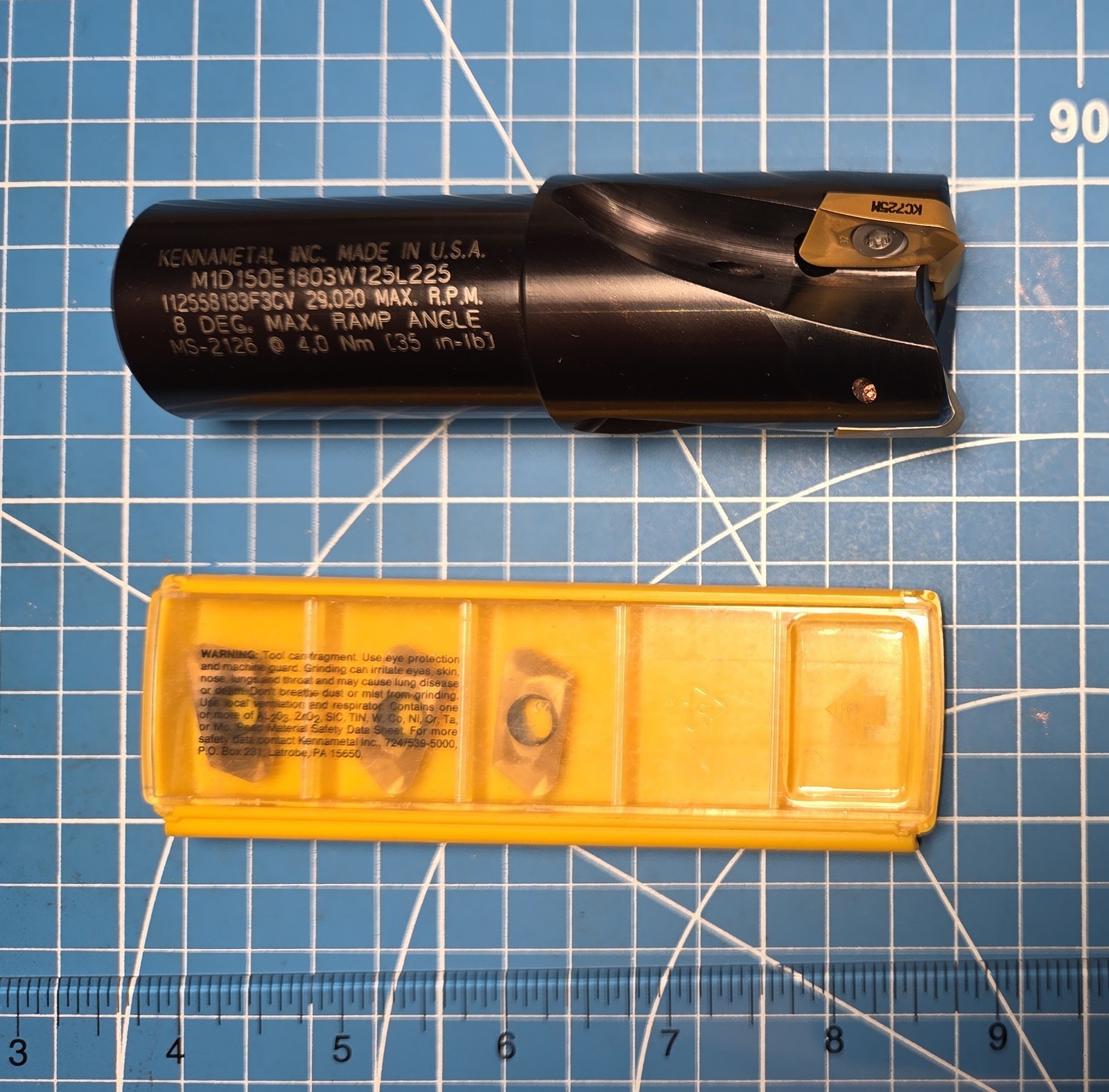 Kennametal 1.500″ Diameter Indexable Mill 1-18 M1D150E1803W125L225 with inserts