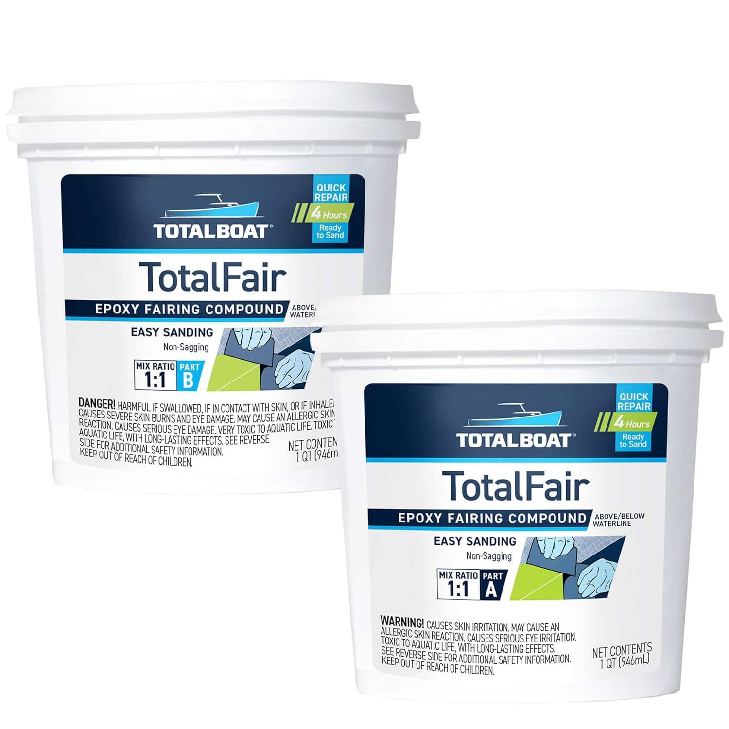 TotalBoat TotalFair Marine Epoxy Fairing Compound for Fiberglass, Wood, Aluminum