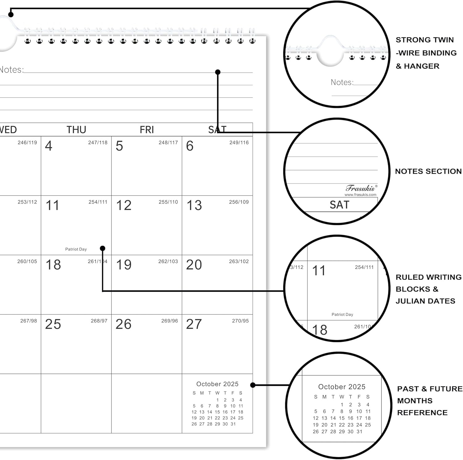 2026-2027 Calendar – 2 Years Wall 14.8” x 11.5”（26-27 white ）, White
