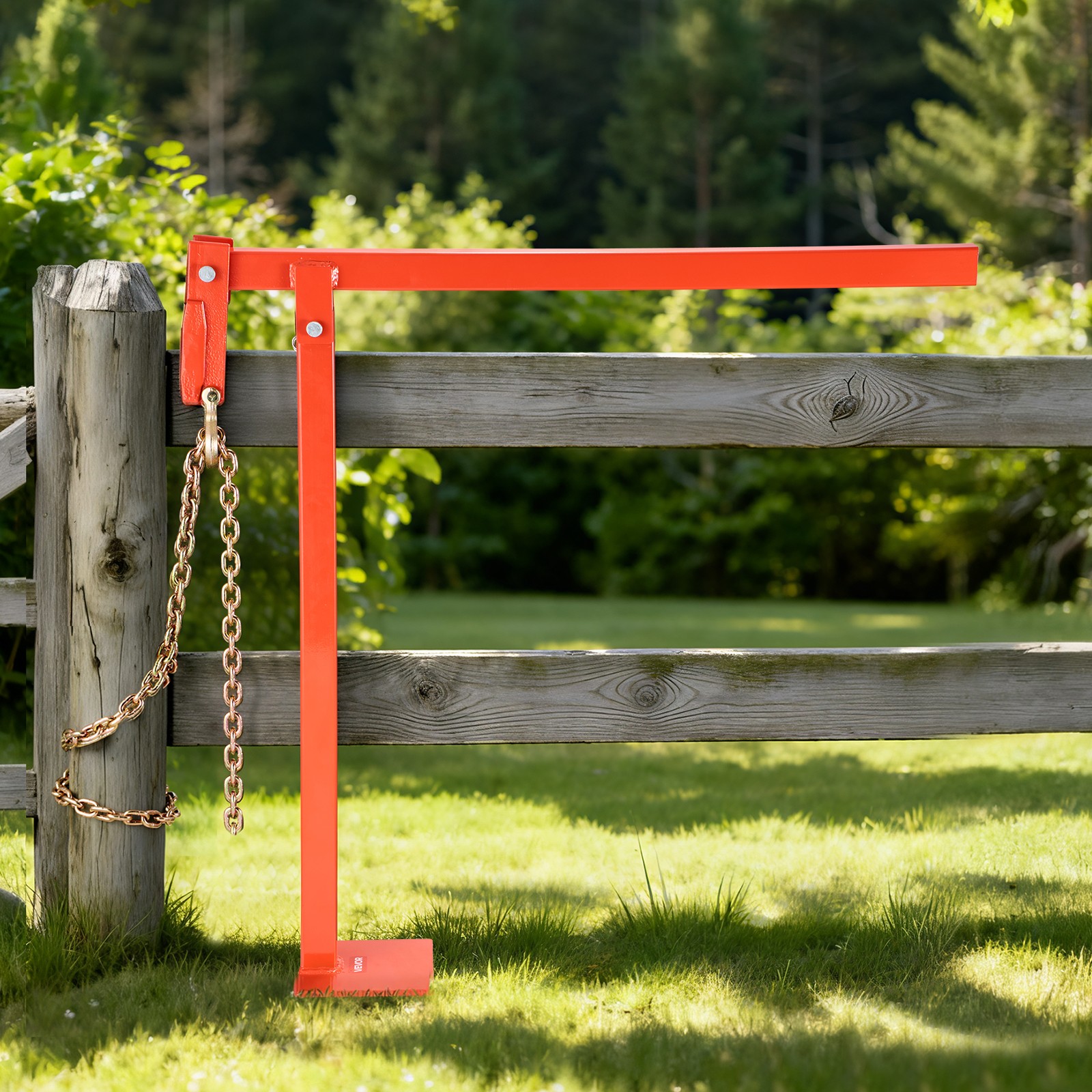 VEVOR 32″ T Post Puller Heavy Duty Fence Post Puller with 43″ Lifting Chain