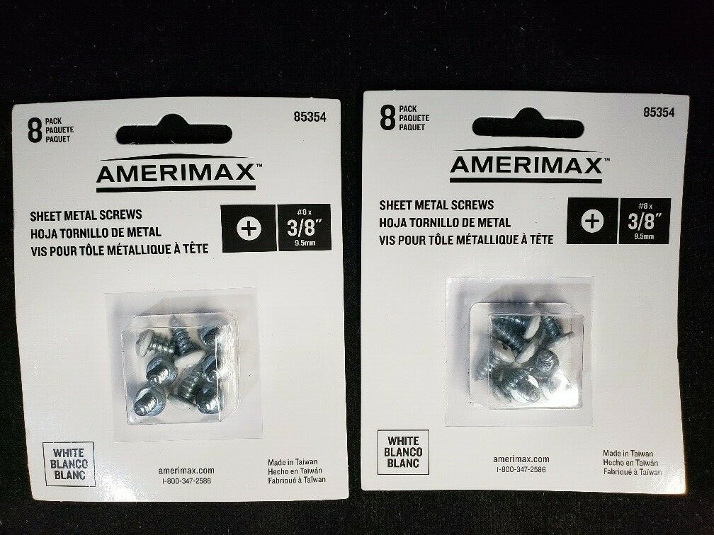 Amerimax 2-Pack #8 Phillips Drive Sheet Metal Screws Steel 3/8 in. L, 8 per box