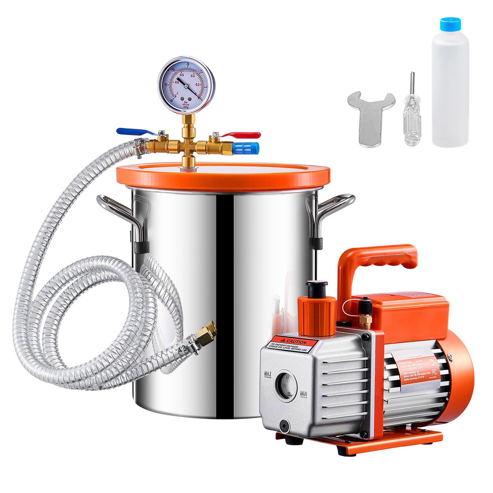 Uimoso 1.5 Gallon Vacuum Chamber 3.5CFM Single Stage Pump Degassing Chamber Kit