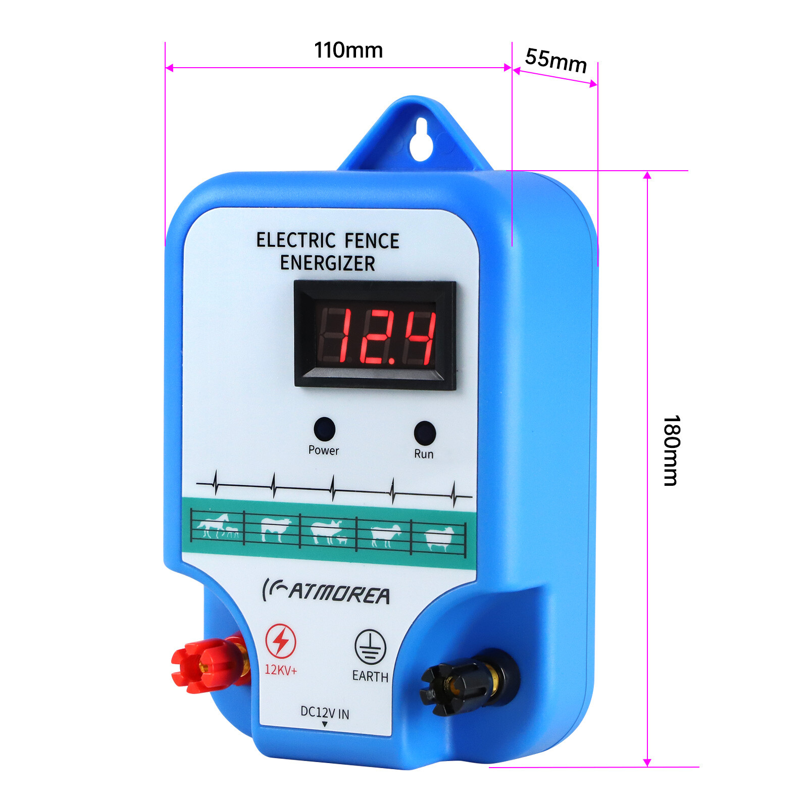 AC Powered Fence Charger LCD Display 2.5J Electric Fence Energizer for Livestock