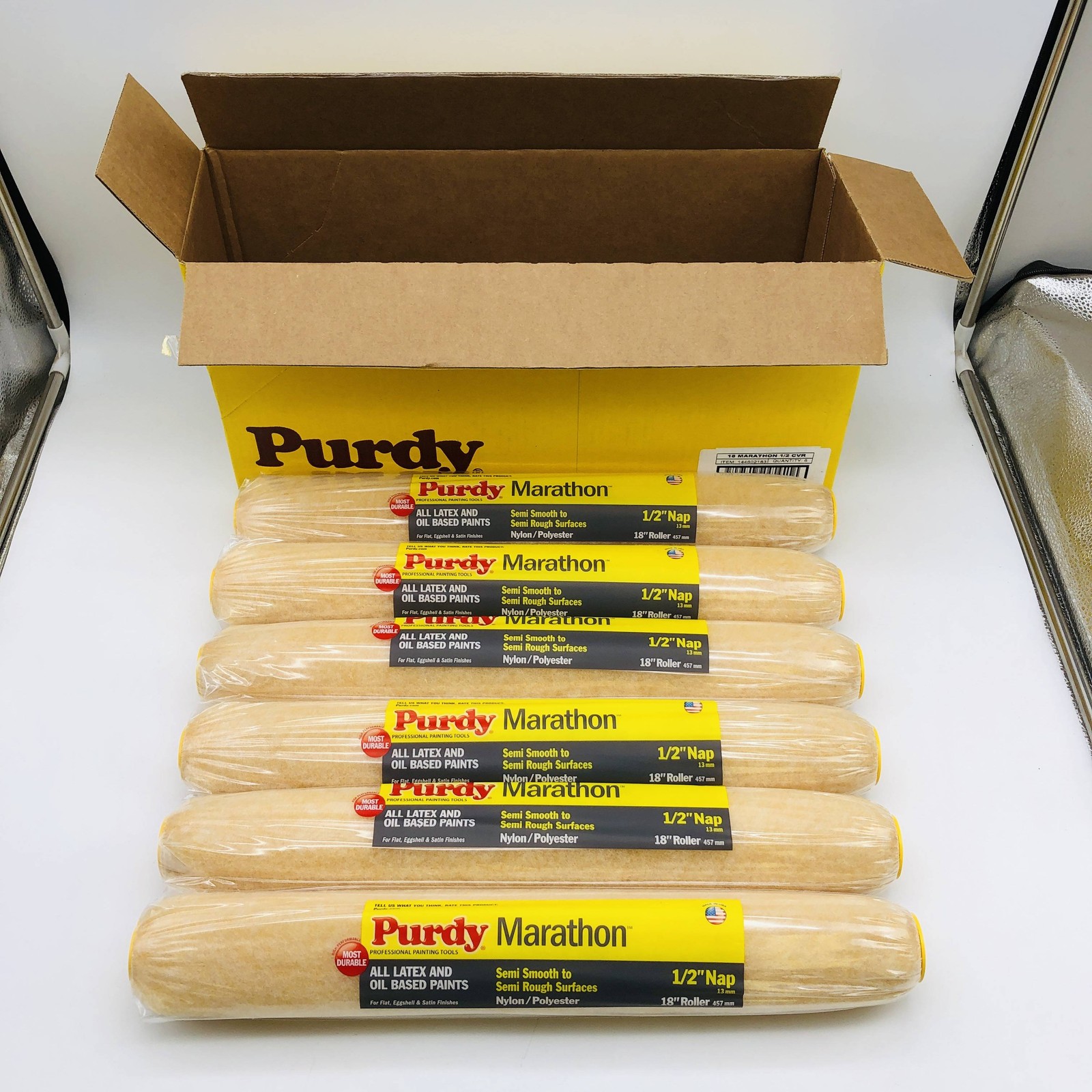 Purdy 144602183 Paint Roller Cover 1/2in Nap by 18in Semi Smooth-Rough 6 Pack