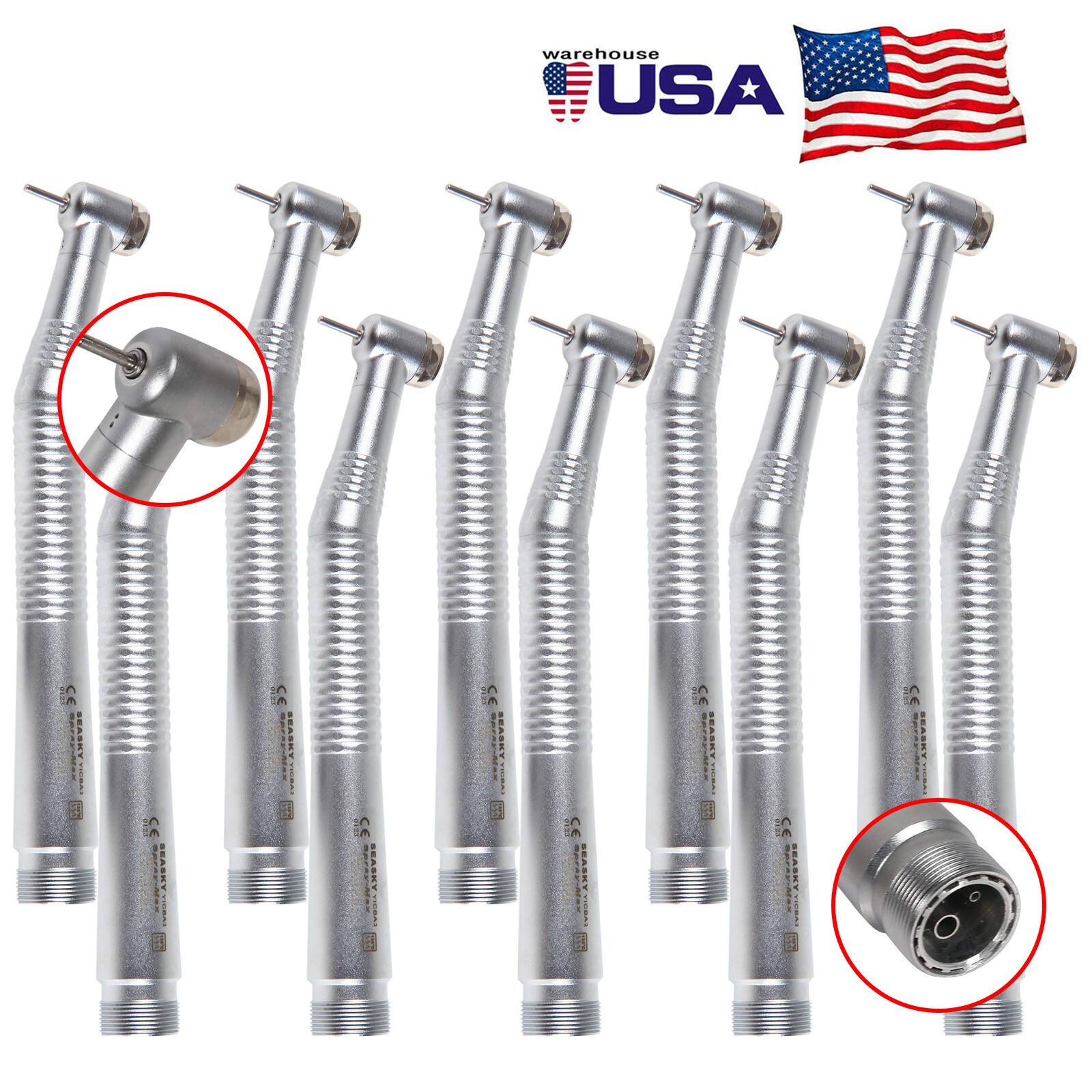10 x Seasky Dental NSK Style High Speed Air Turbine Handpiece 2 holes borden