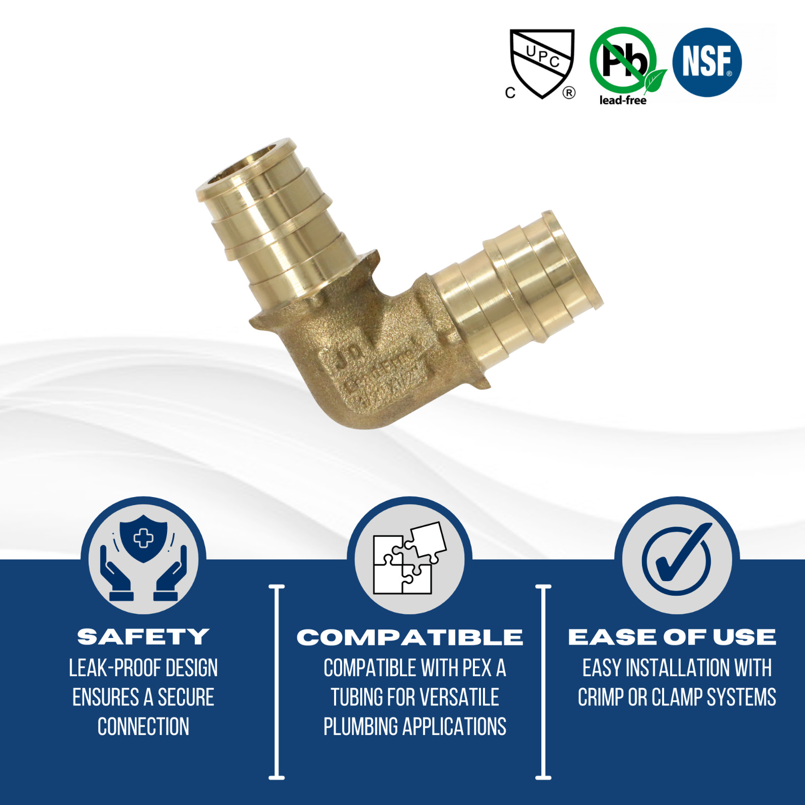 25 Pieces XFITTING 1/2″ Pex A Elbow, Expansion Elbow, Lead Free Brass
