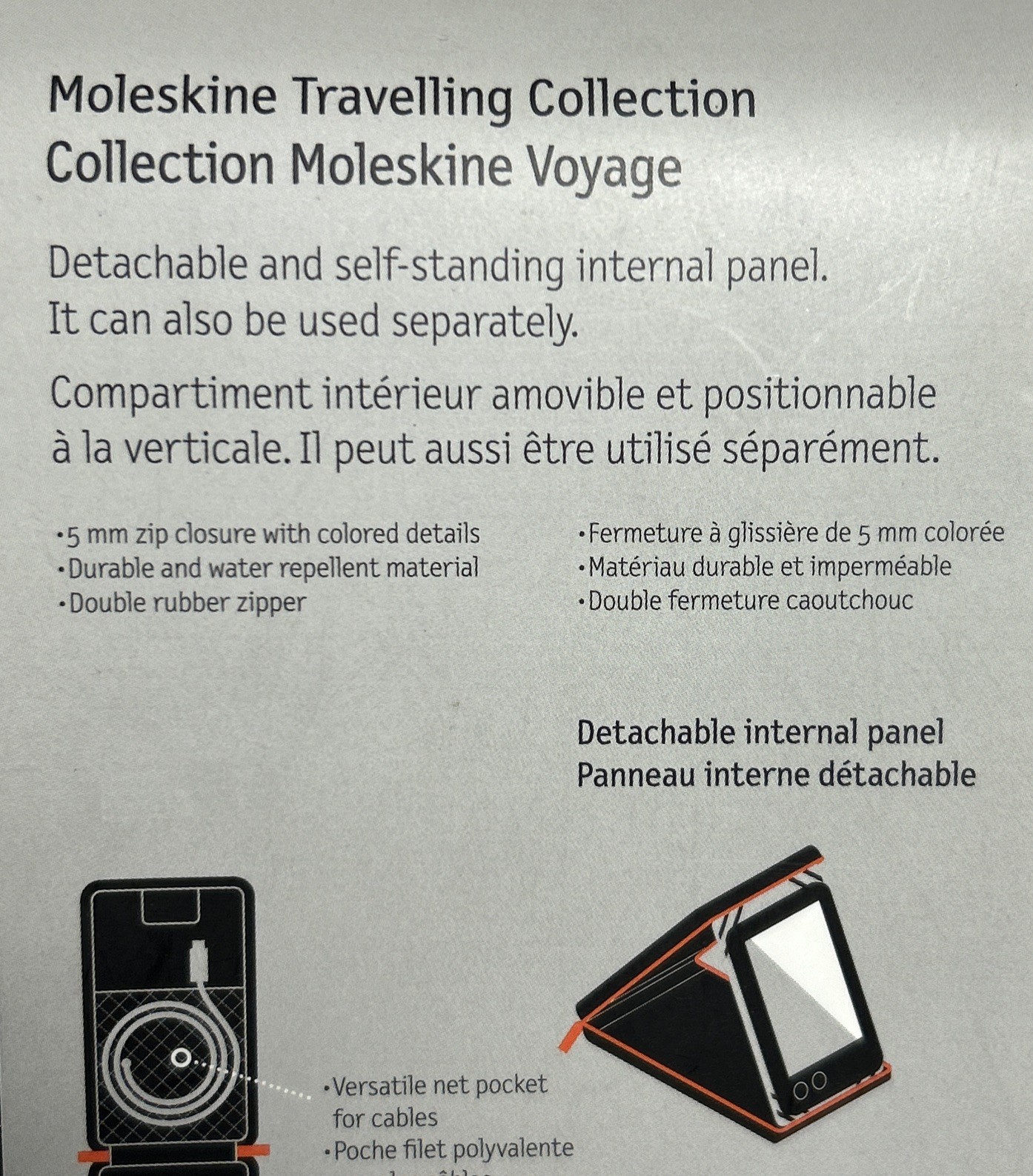 Moleskine Legendary Durable Notebook eReader Shell Black Orange Zipper 10″ X 6″