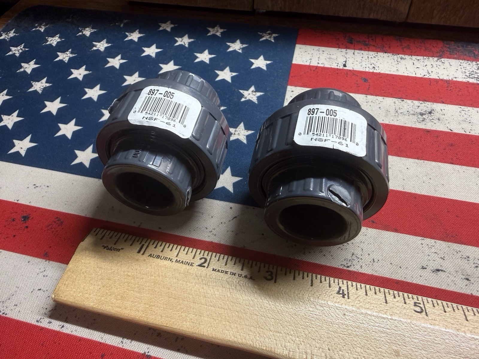 Lot of 2 x Spears 897-005, 1/2” Sch80 PVC Unions, Socket X Socket, NEW Fittings