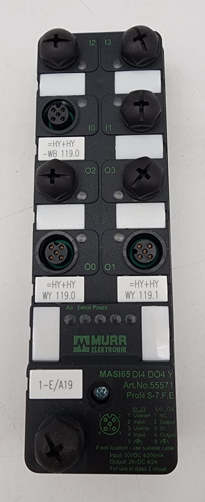Murr 55571 MASI65 (DI4 DO4) I/O MODUL 4 channel Digital Input Out *NDA AVAILABLE