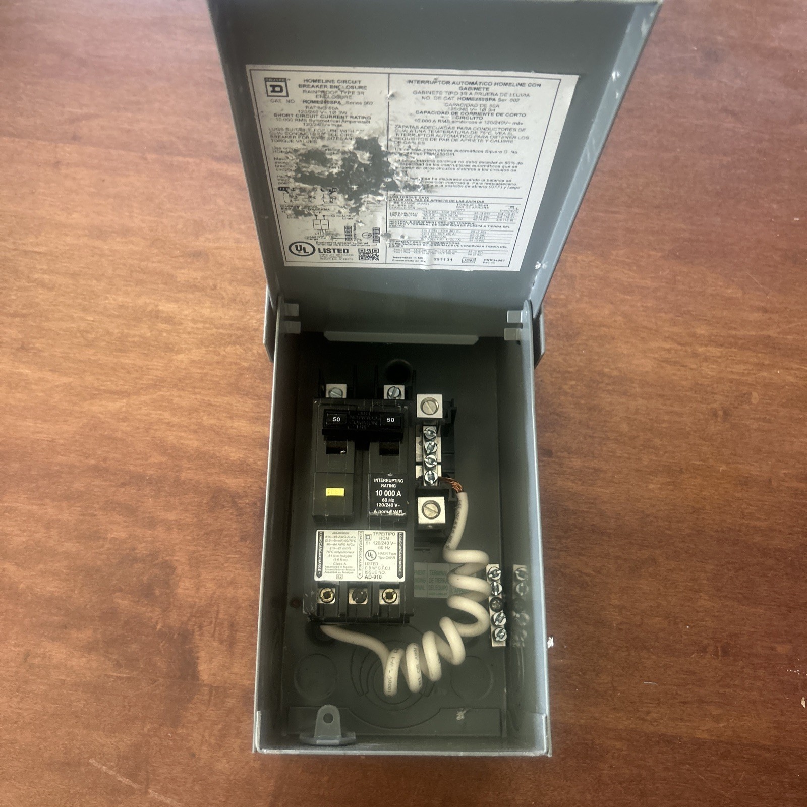 Square D HOME250SPA Homeline 50A Enclosed Main Breaker