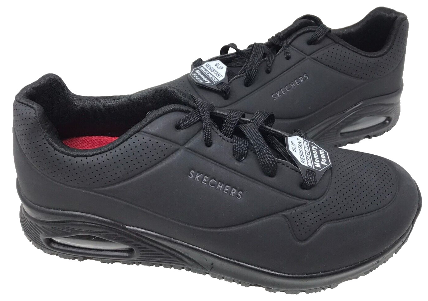 Skechers Men’s Work Relaxed Fit Uno SR Sutal Lace Up Shoes Black Size:10.5 102D