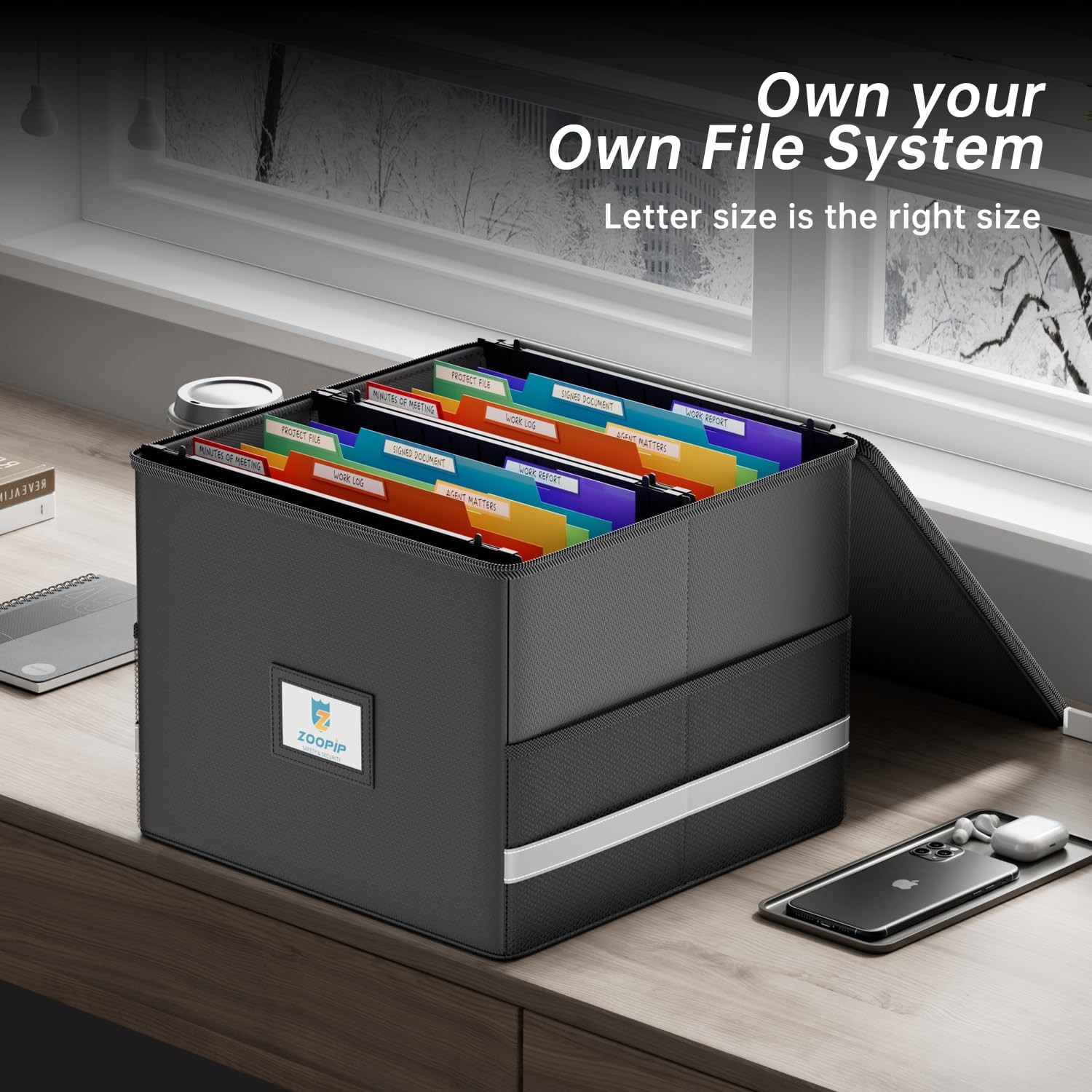 Fireproof File Box with Hanging File Folders Letter Size Organizer Pockets