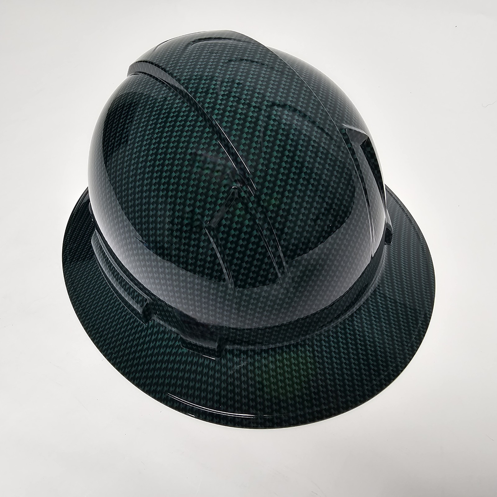 full brim hard hat custom hydro dipped IN DARK GREEN CARBON FIBER NEW