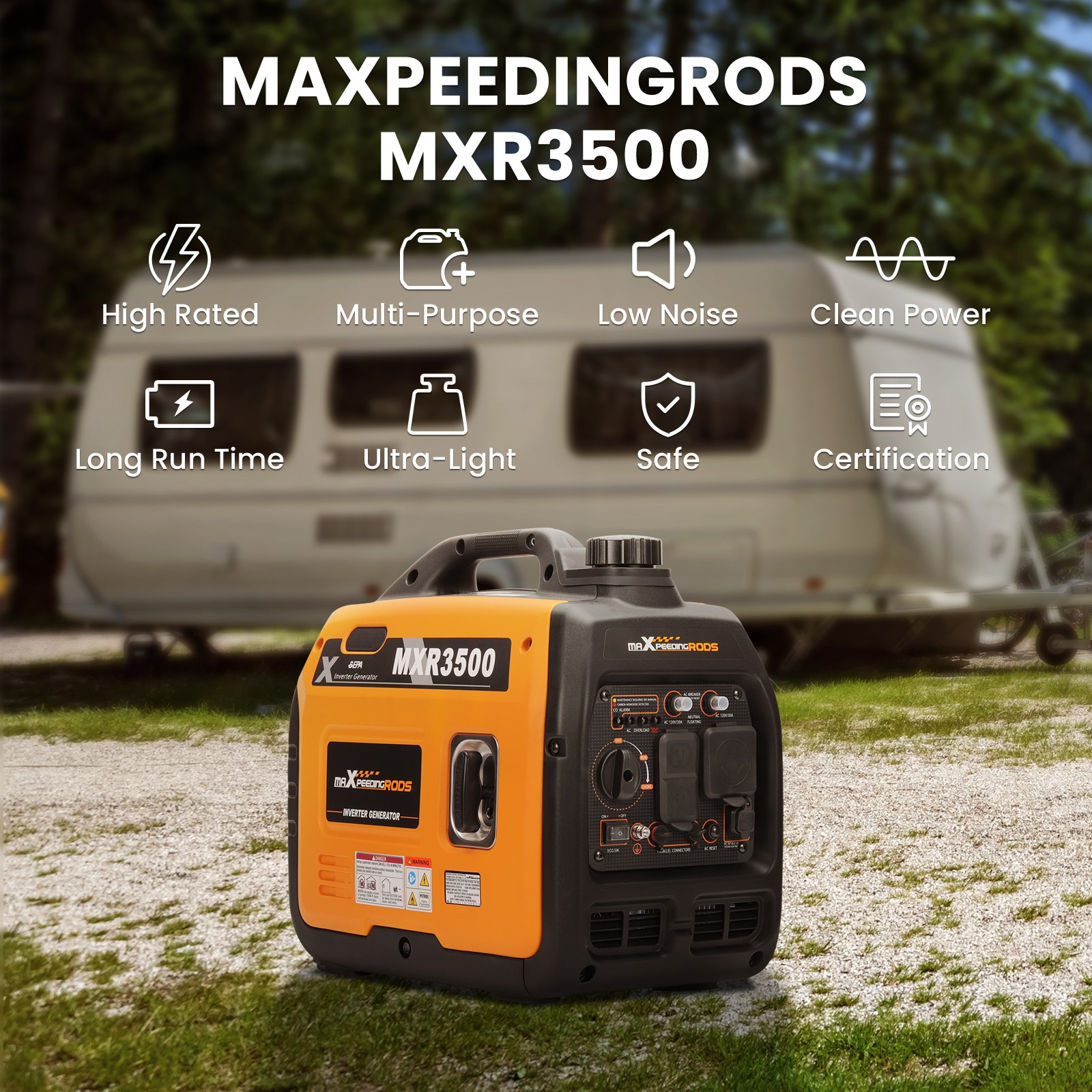 Super Quiet 3500-Watt Portable Inverter Generator Super Lightweight For Caravan